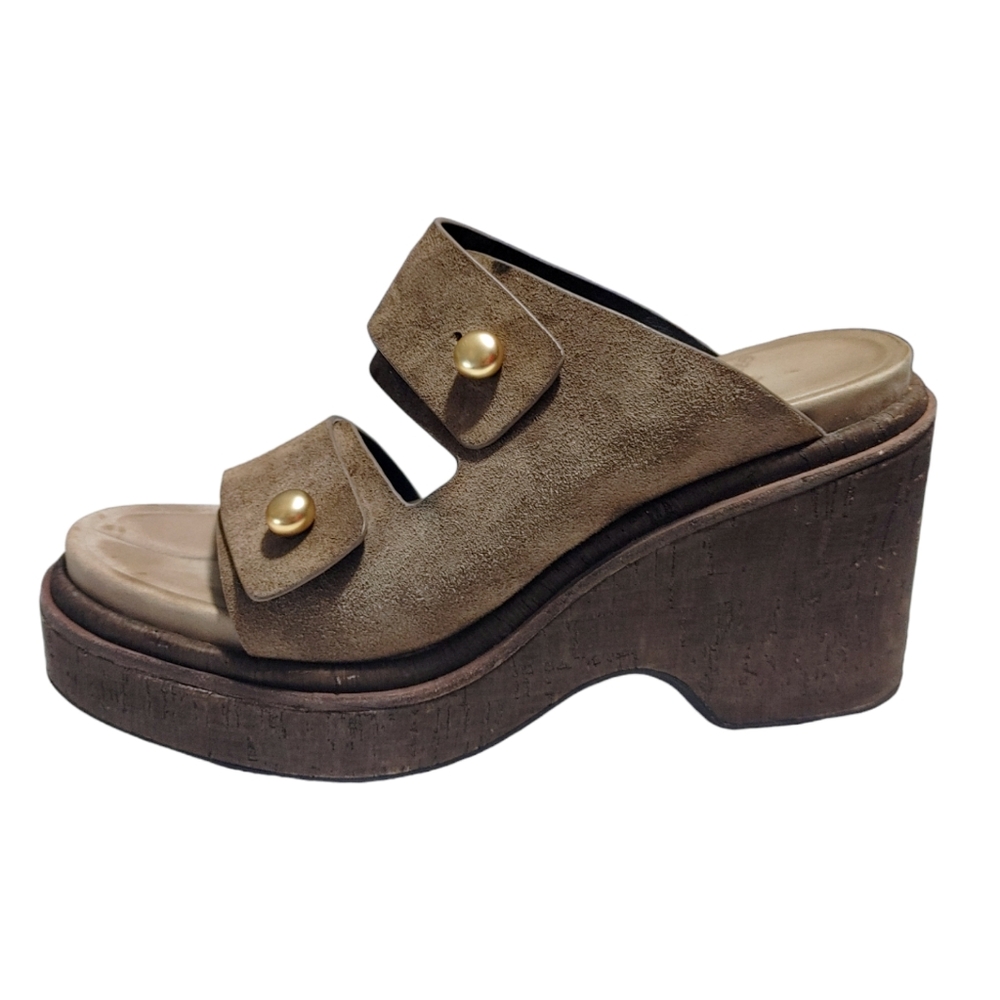 Rag & Bone Brown Suede Leather Sommer Wedge Platform Sandal Heel Women Size 39.5